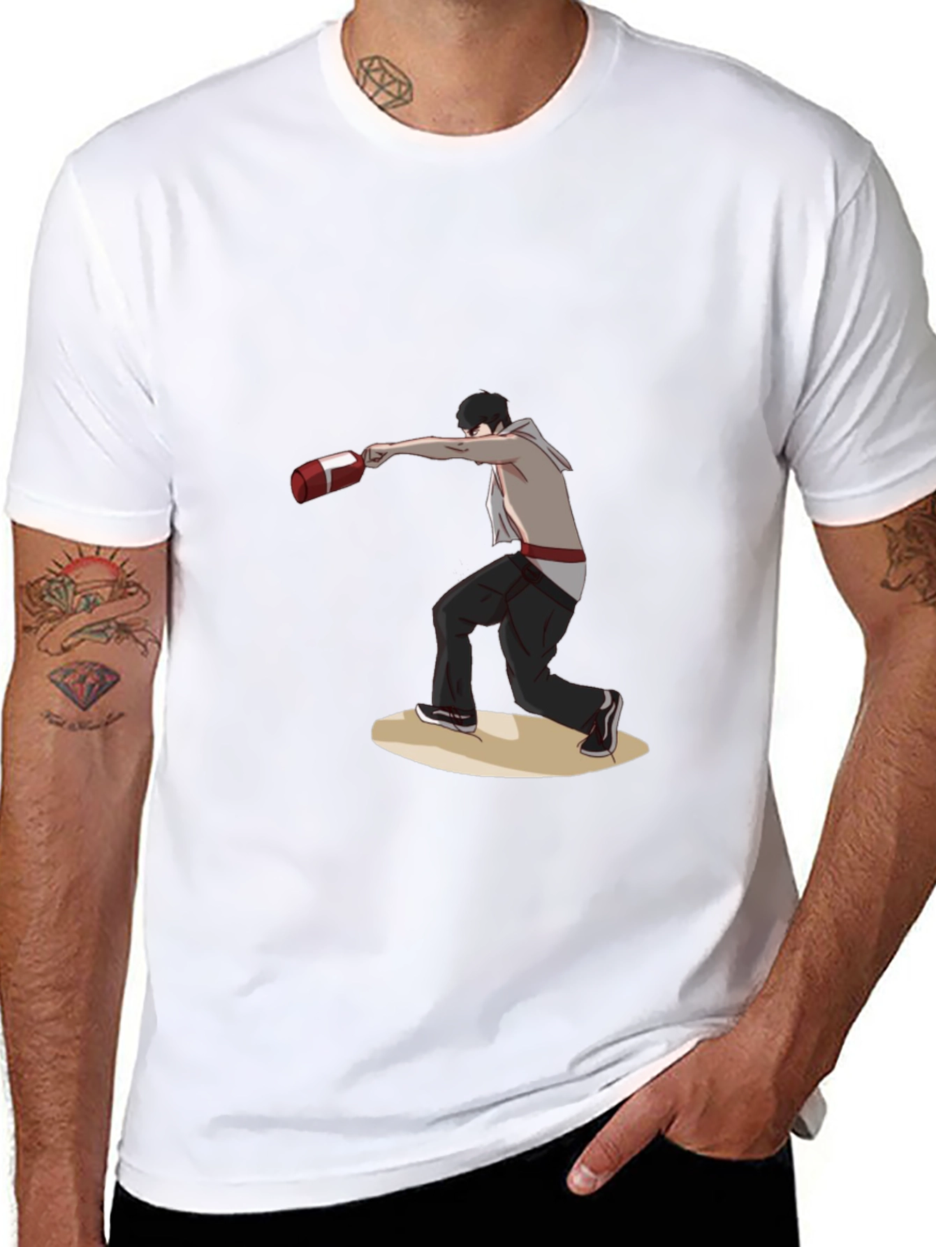 Black T-Shirt with Boxing Anime Design