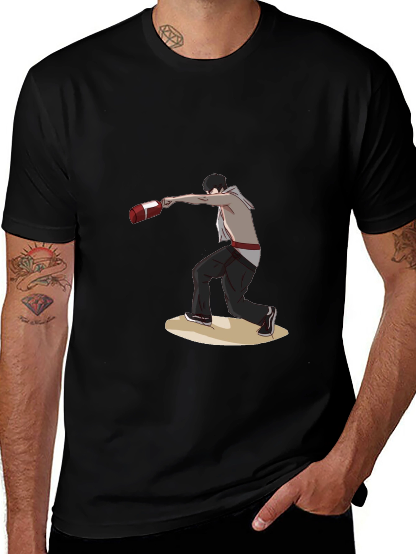 Black T-Shirt with Boxing Anime Design