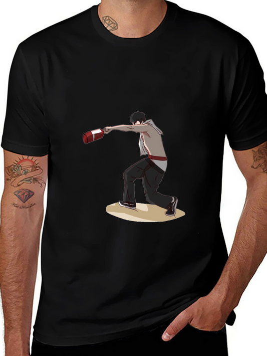 Black T-Shirt with Boxing Anime Design