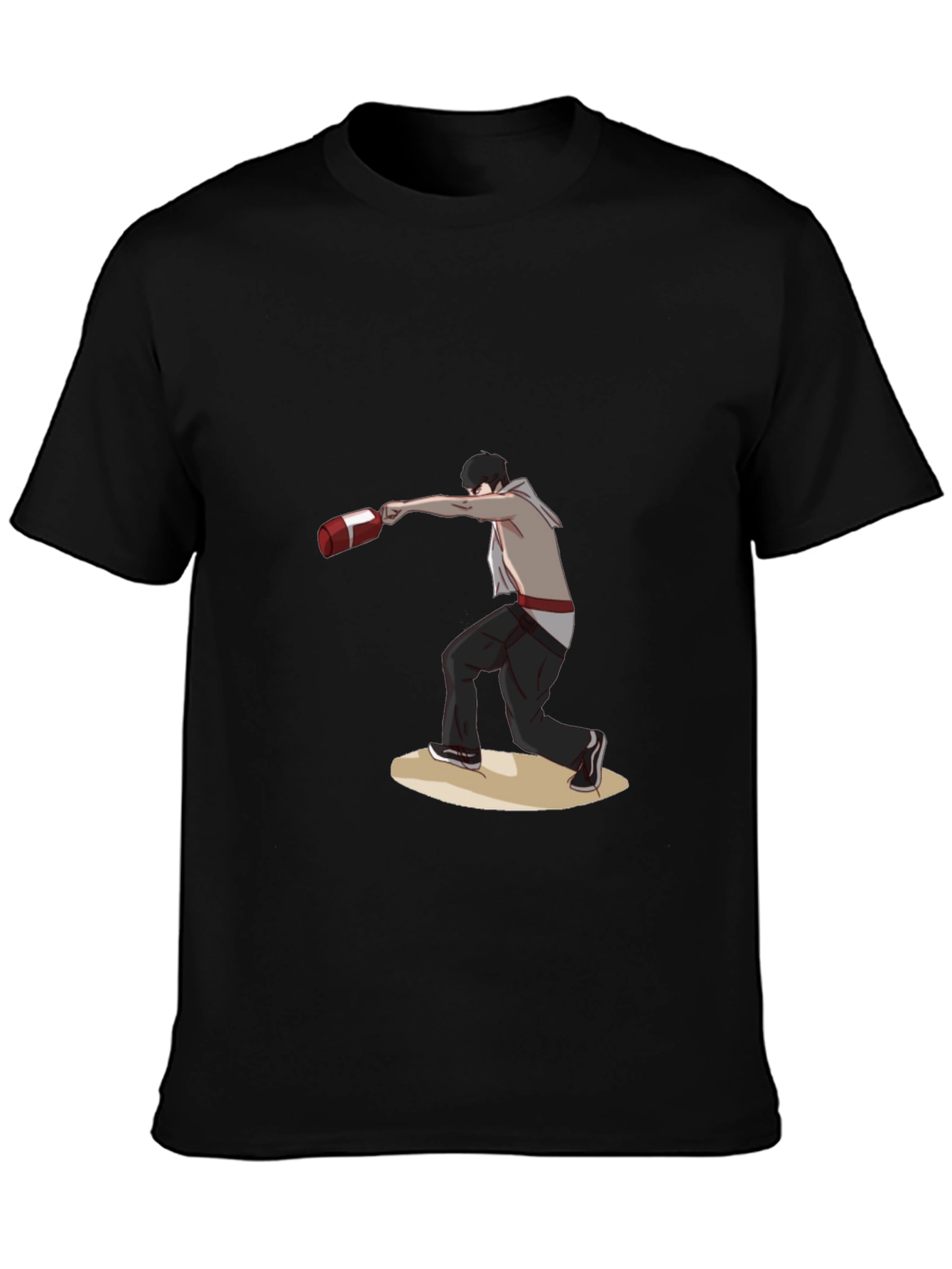 Black T-Shirt with Boxing Anime Design