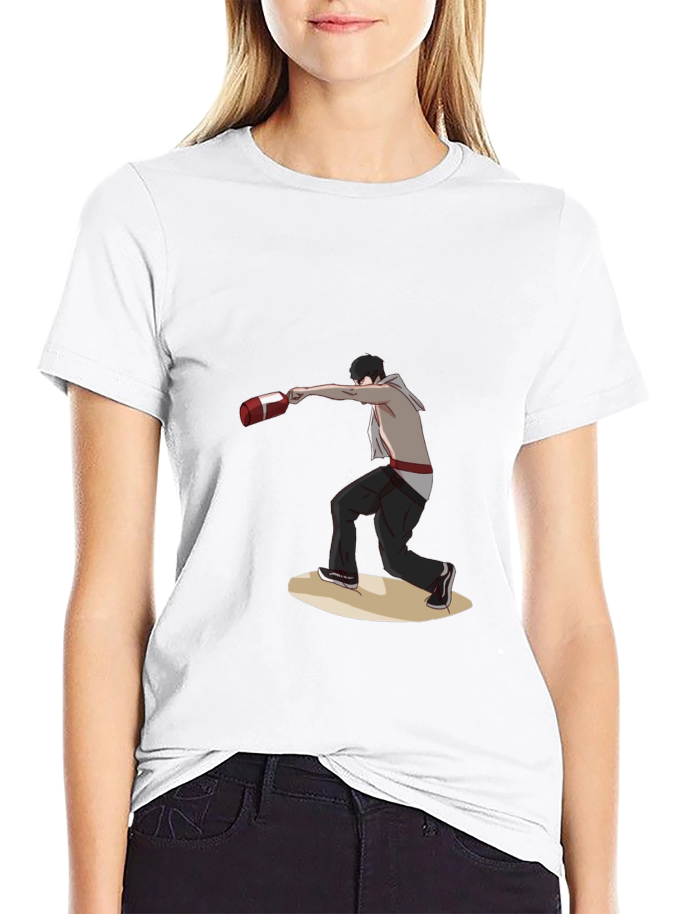 Black T-Shirt with Boxing Anime Design