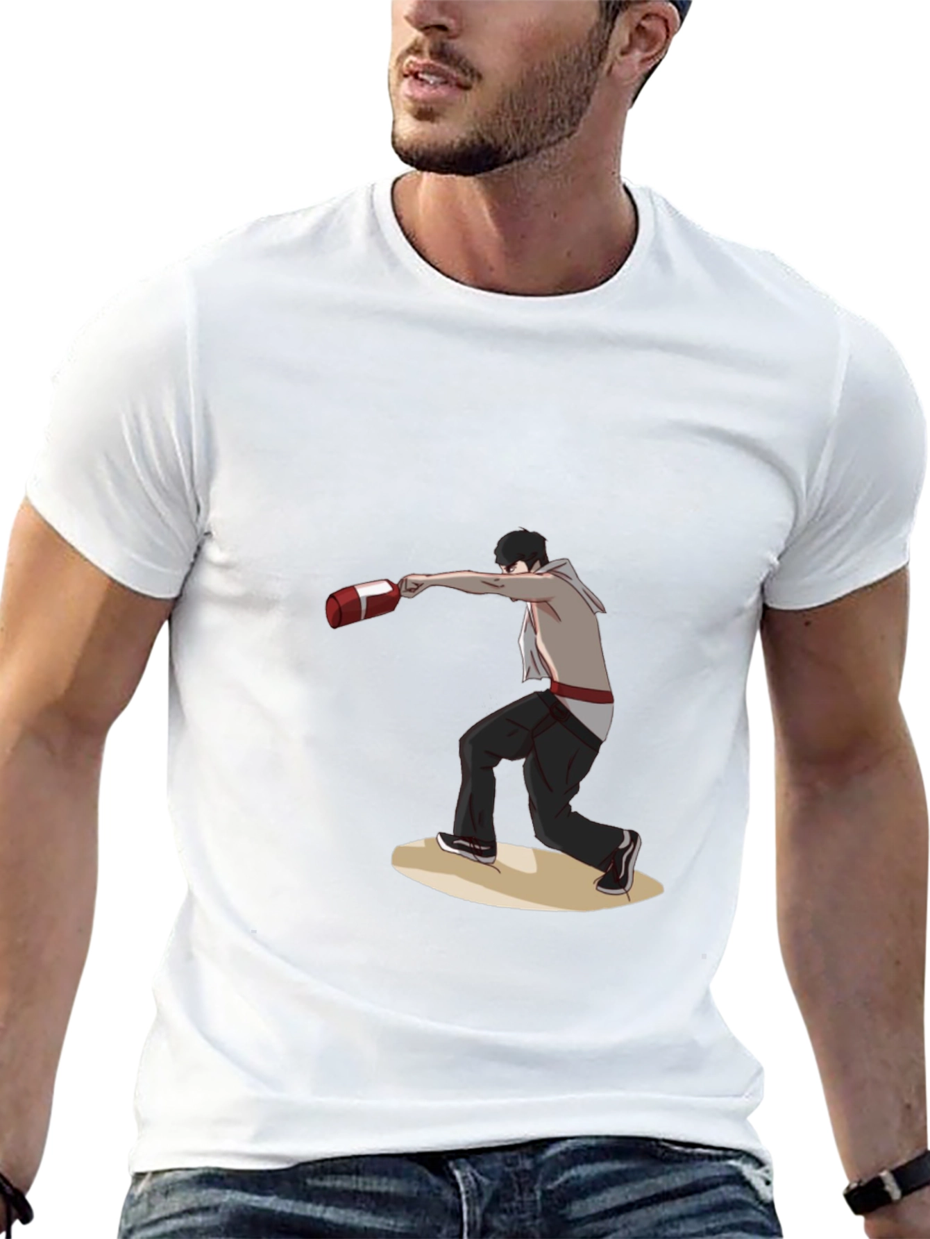 Black T-Shirt with Boxing Anime Design