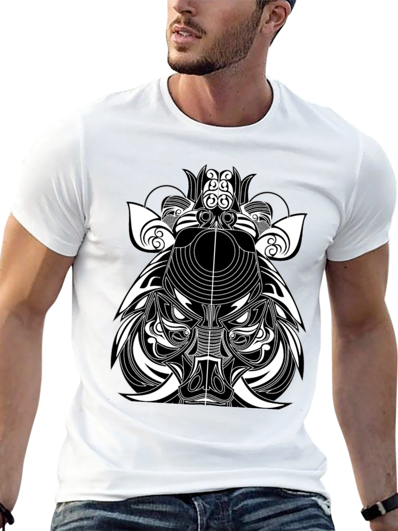 Tribal Boar Graphic Tee - Black