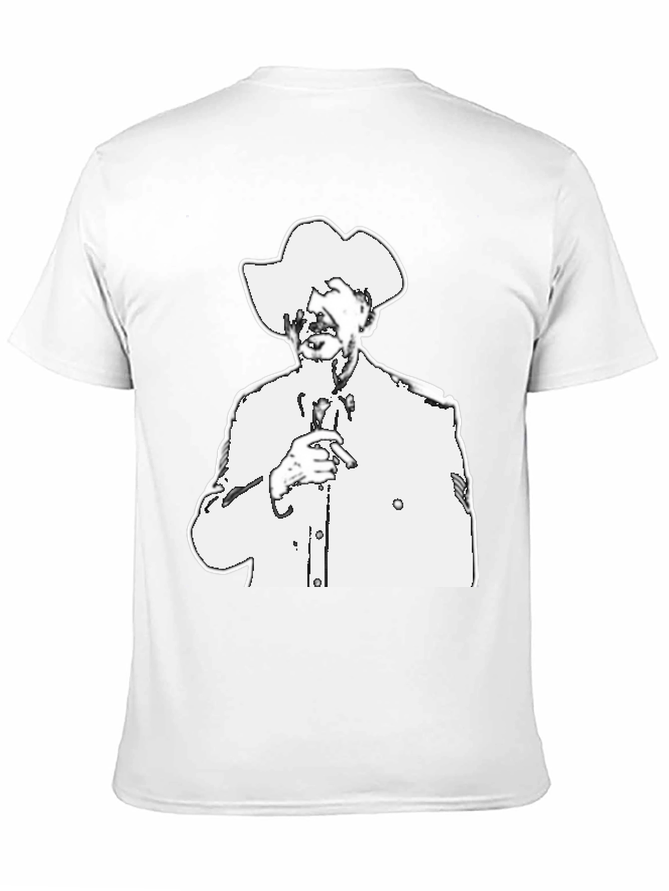Black T-Shirt with White Cowboy Illustration