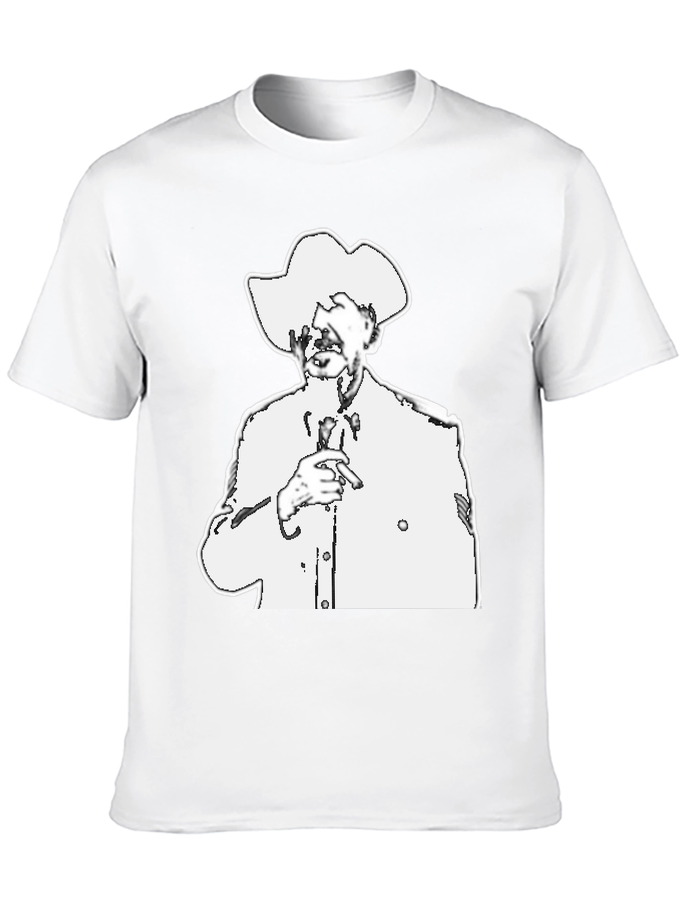 Black T-Shirt with White Cowboy Illustration