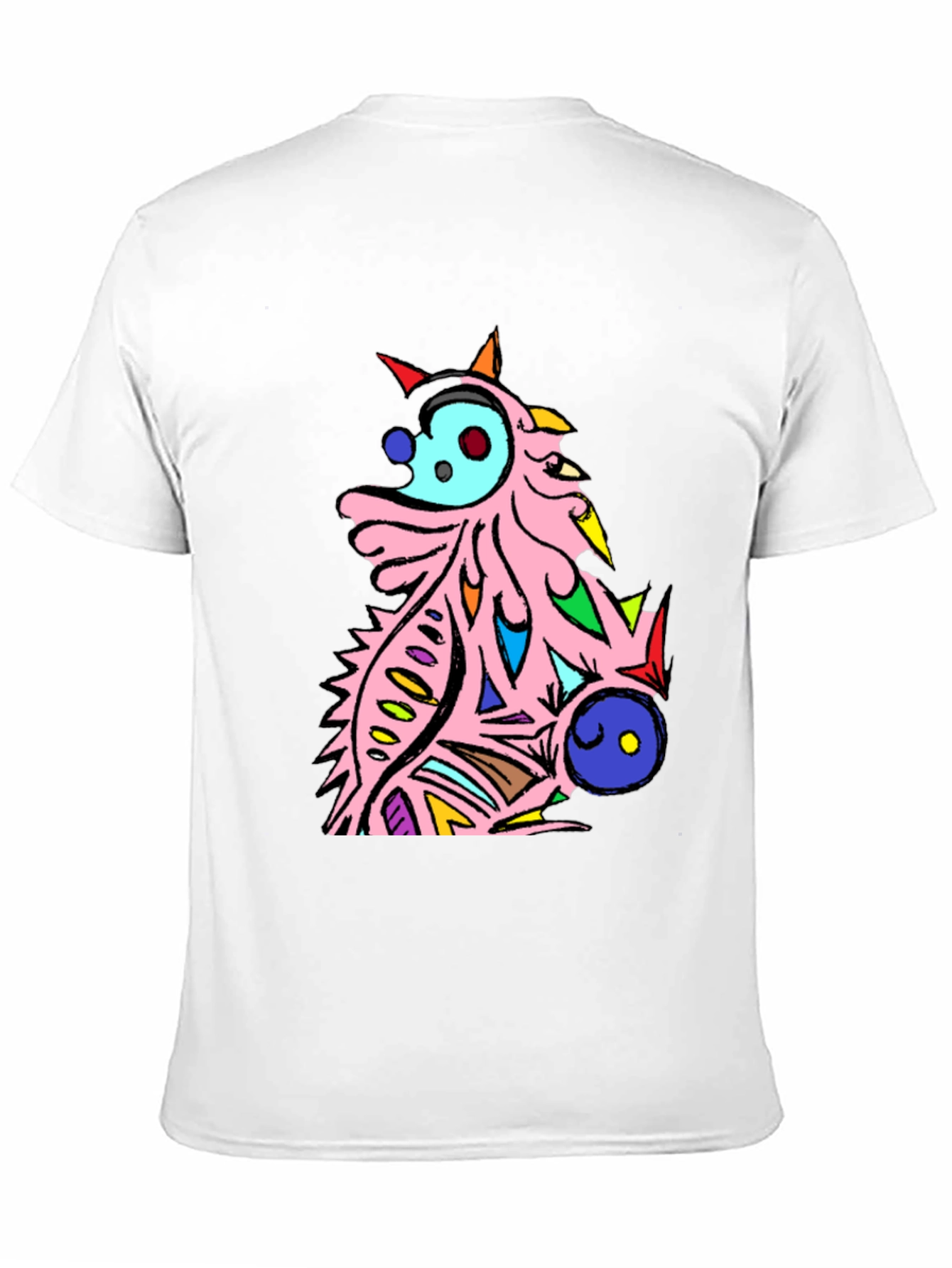 Abstract Cartoon Creature Graphic Tee - Black