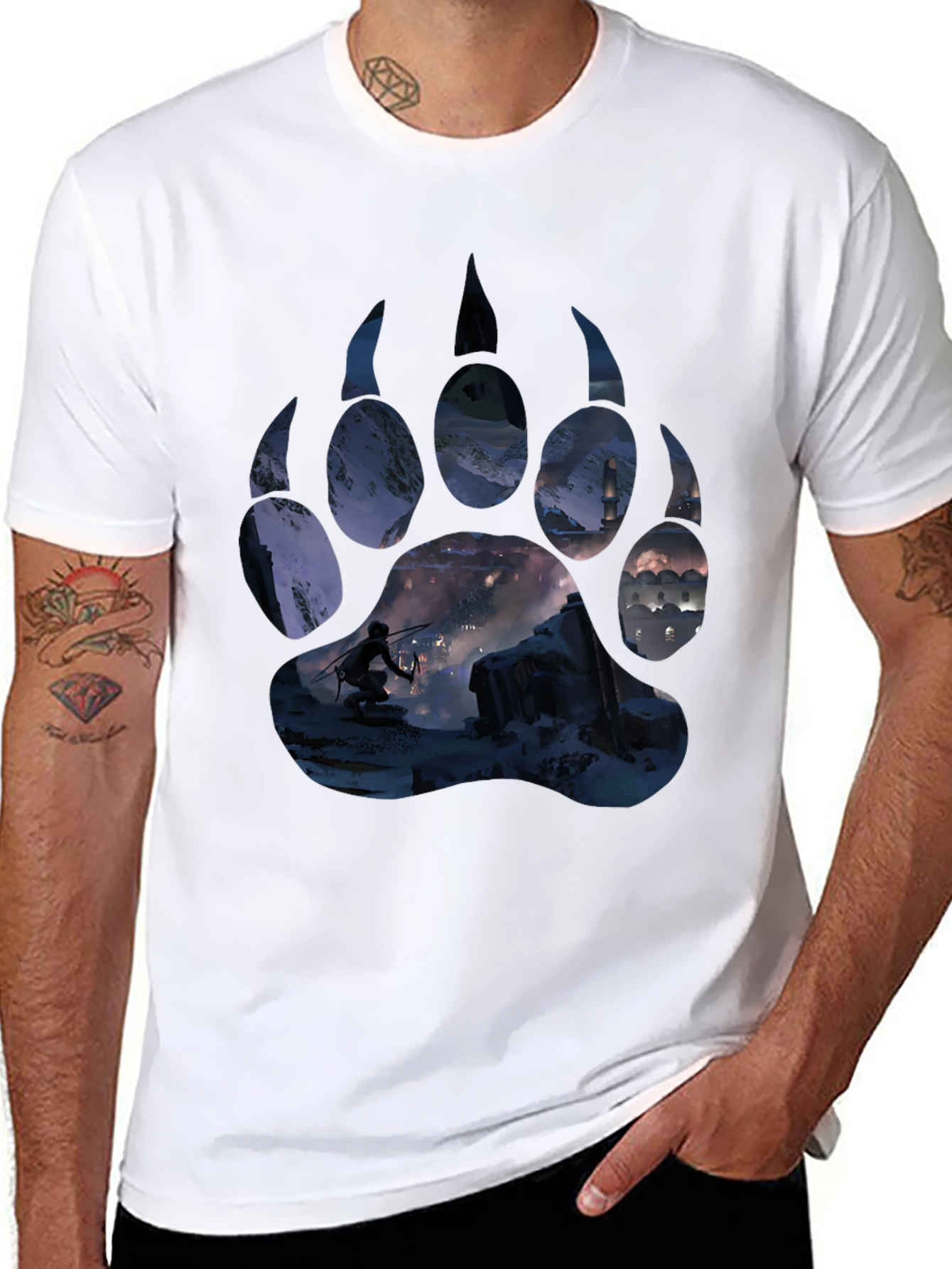 Bear Paw Print Graphic Tee - Adventure Awaits!