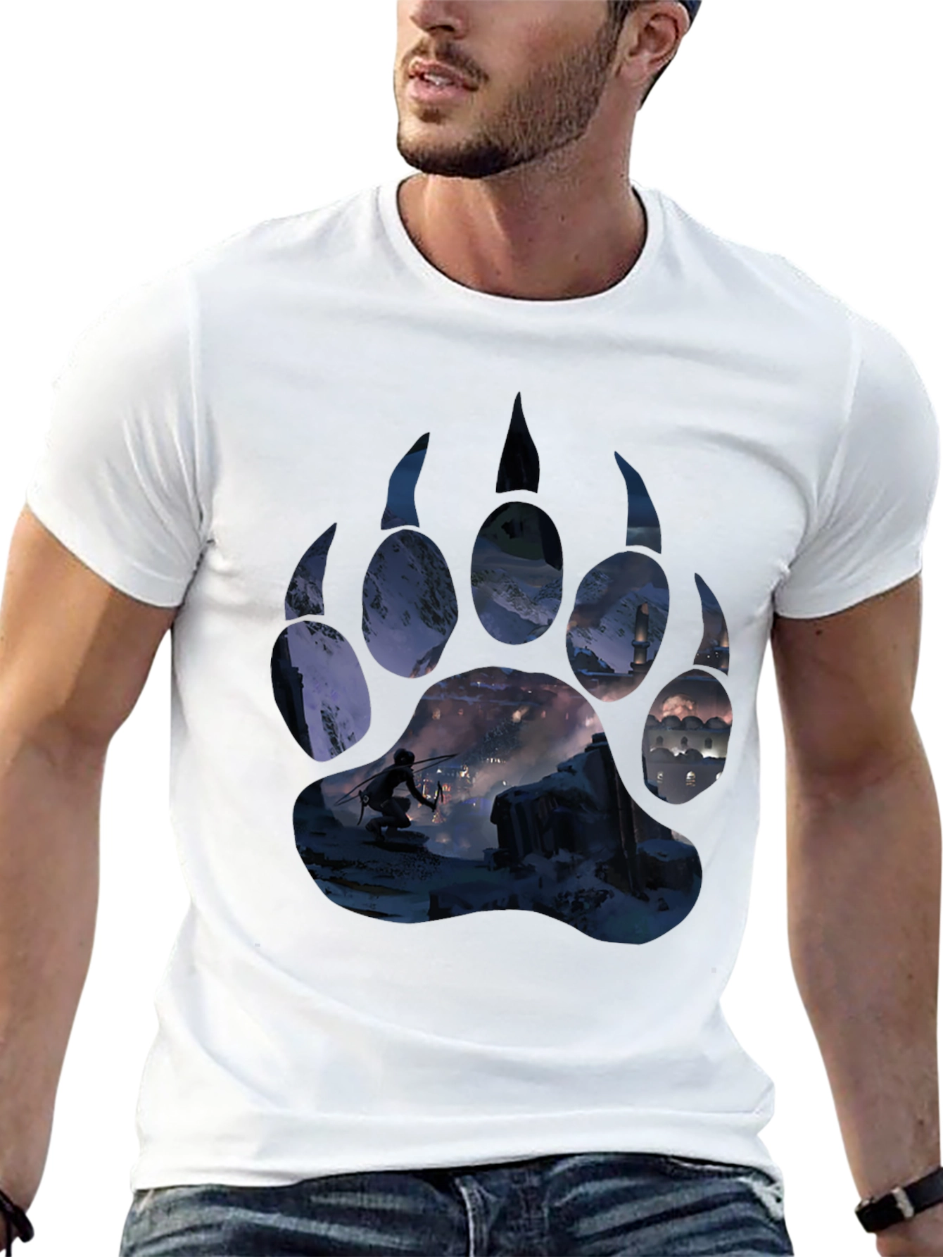 Bear Paw Print Graphic Tee - Adventure Awaits!