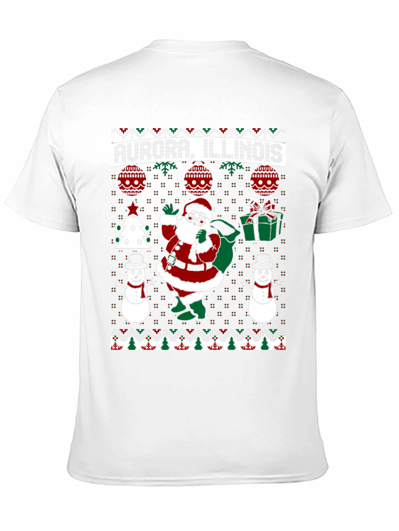 Aurora Illinois Ugly Christmas Santa T-Shirt