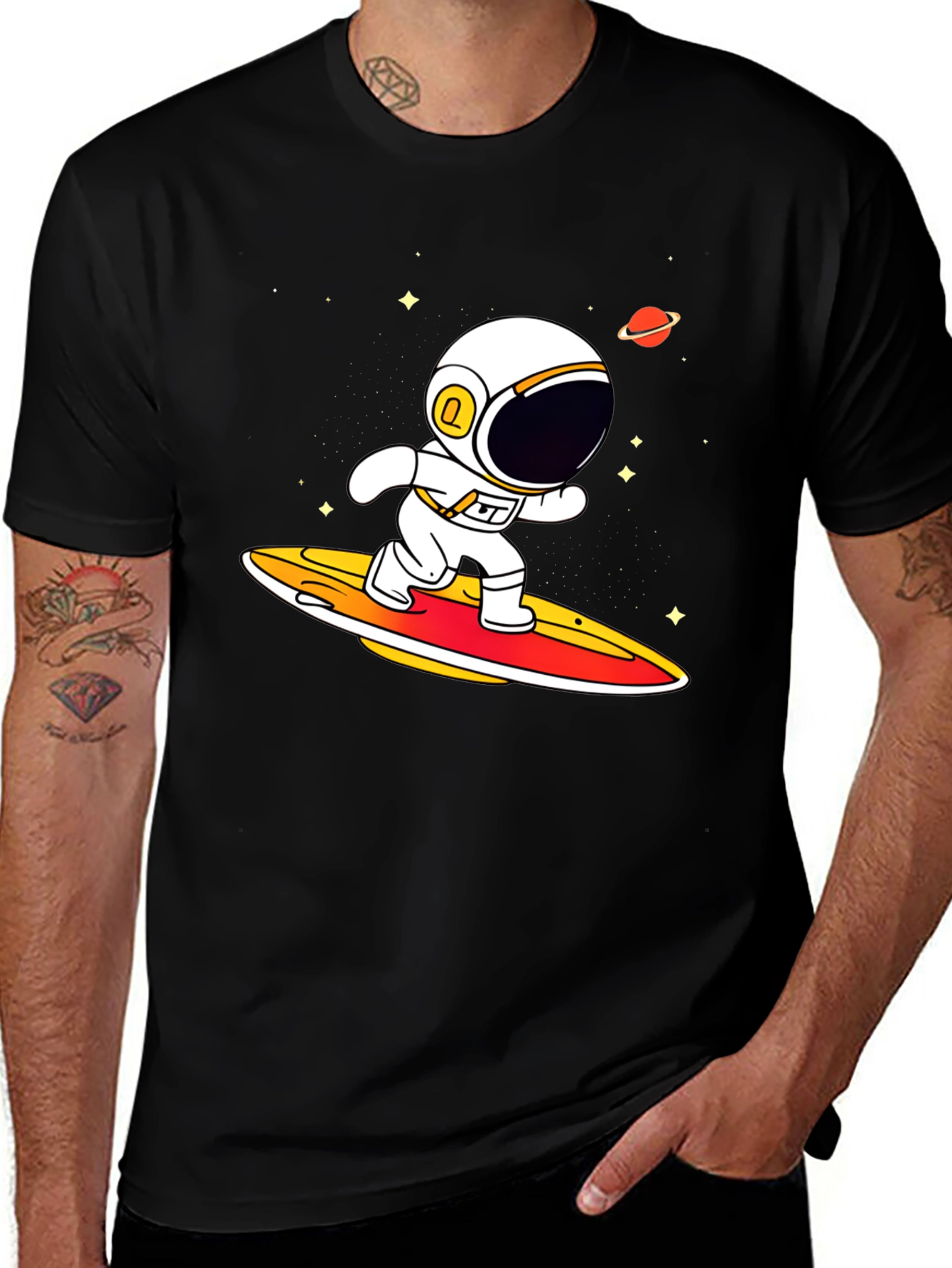 Astronaut Surfing T-Shirt - Space Graphic Tee