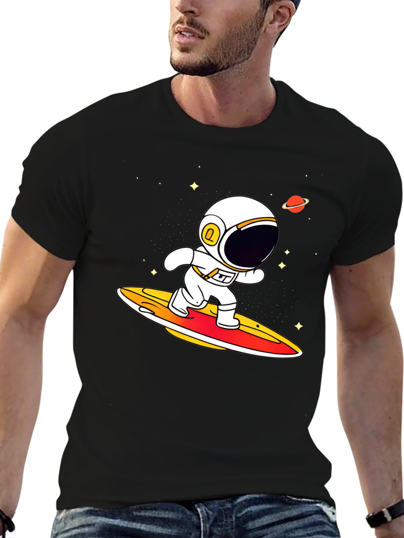 Astronaut Surfing T-Shirt - Space Graphic Tee