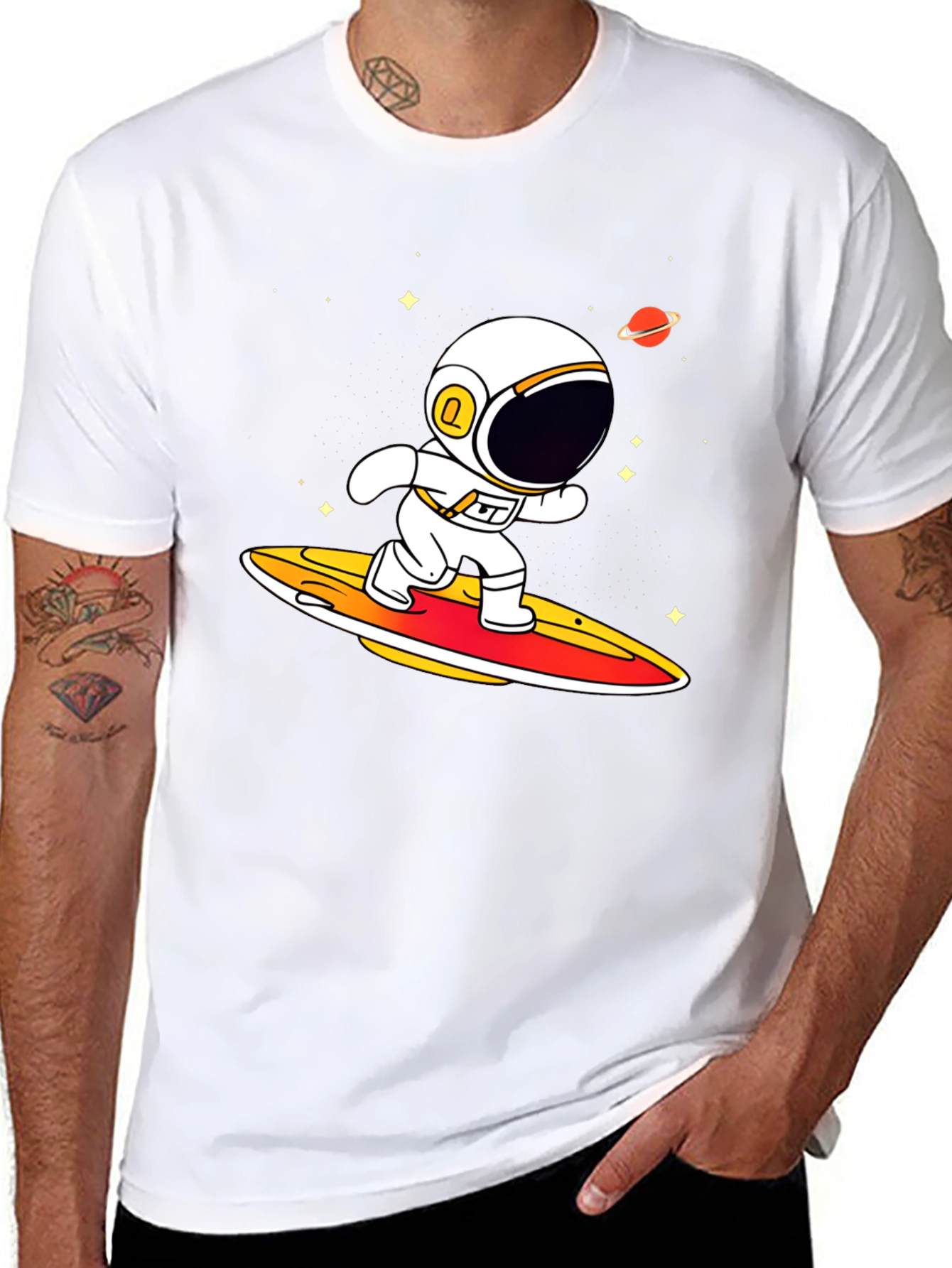 Astronaut Surfing T-Shirt - Space Graphic Tee