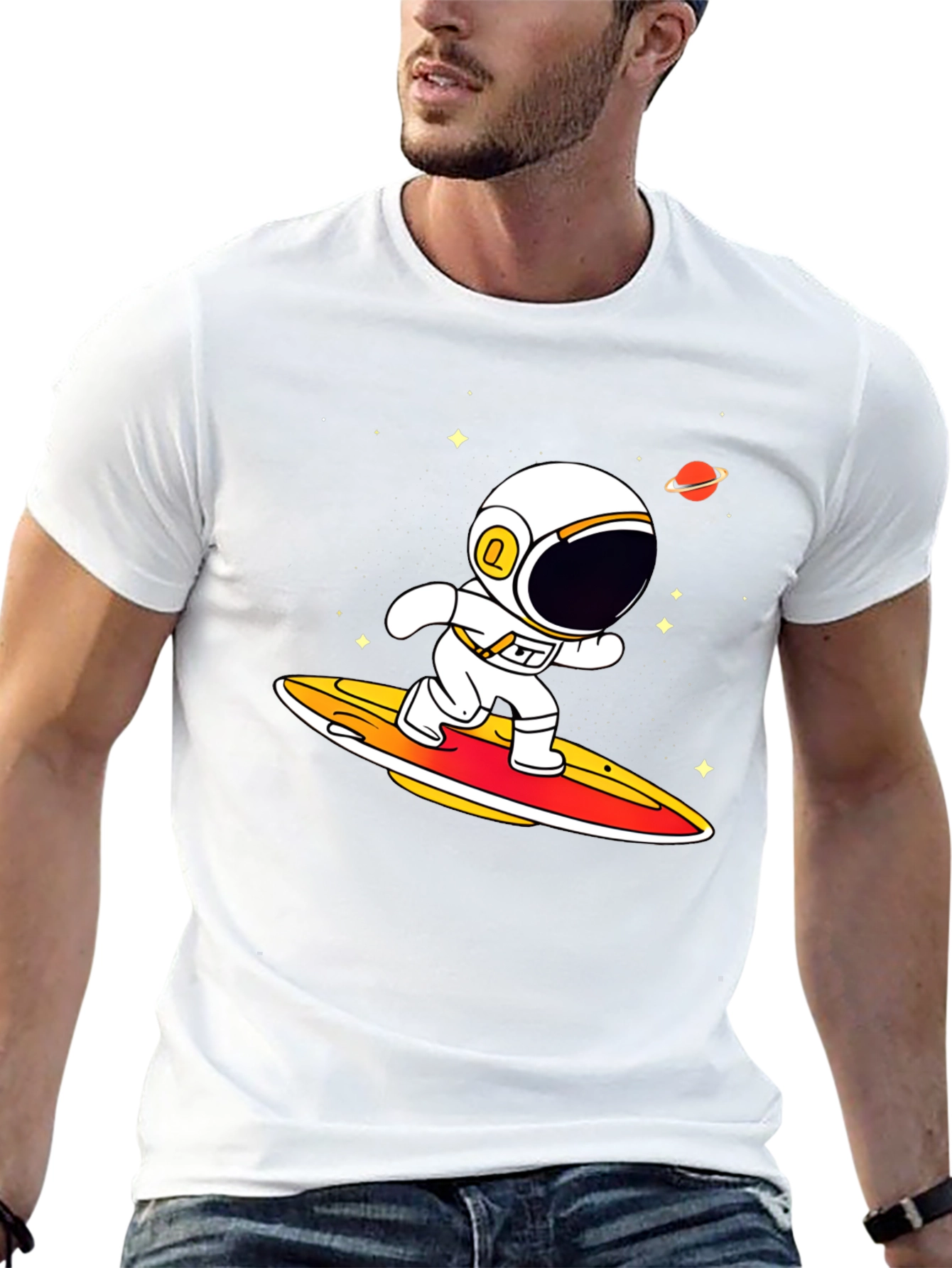 Astronaut Surfing T-Shirt - Space Graphic Tee