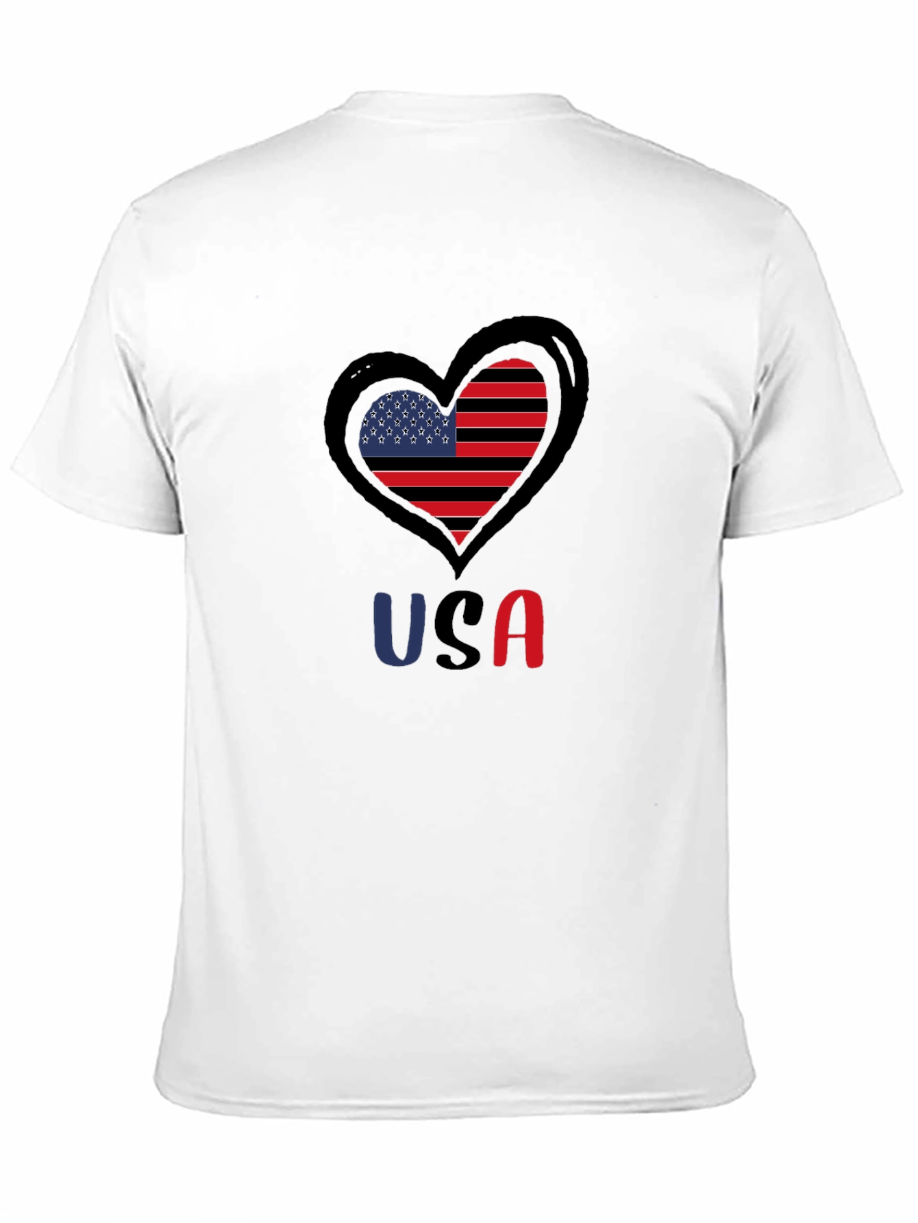USA Heart Flag Graphic Tee - Patriotic Black T-Shirt