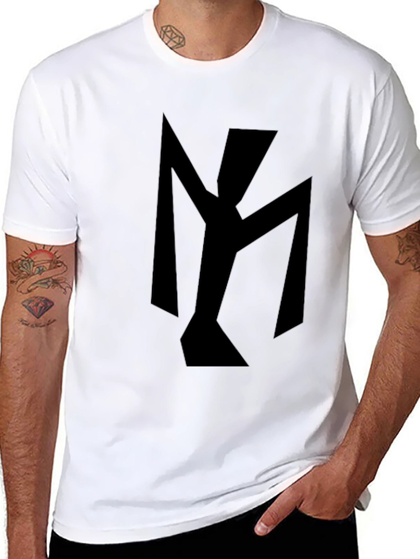 Abstract Geometric Design Black T-Shirt