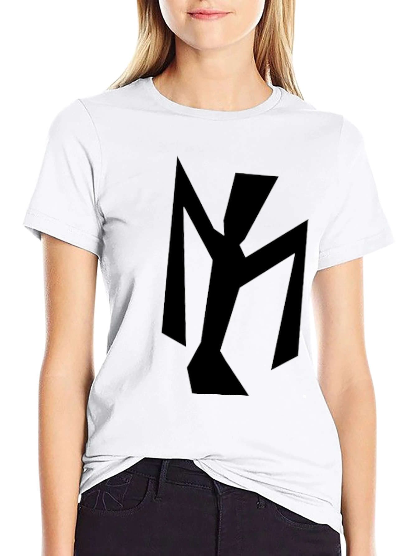 Abstract Geometric Design Black T-Shirt