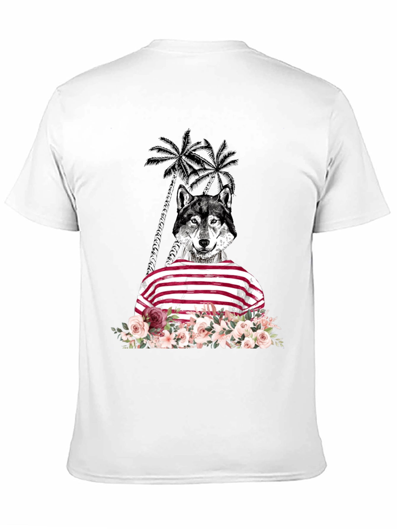 Wolf in Stripes Floral T-Shirt