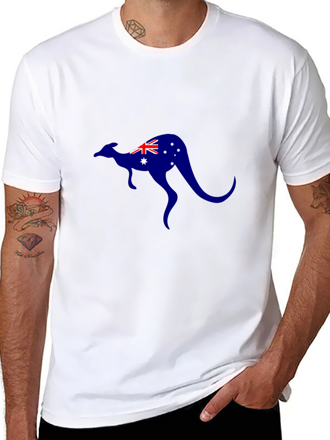 Australian Kangaroo Flag T-Shirt - Black Cotton Tee