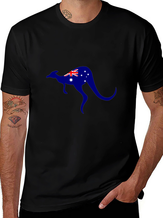 Australian Kangaroo Flag T-Shirt - Black Cotton Tee
