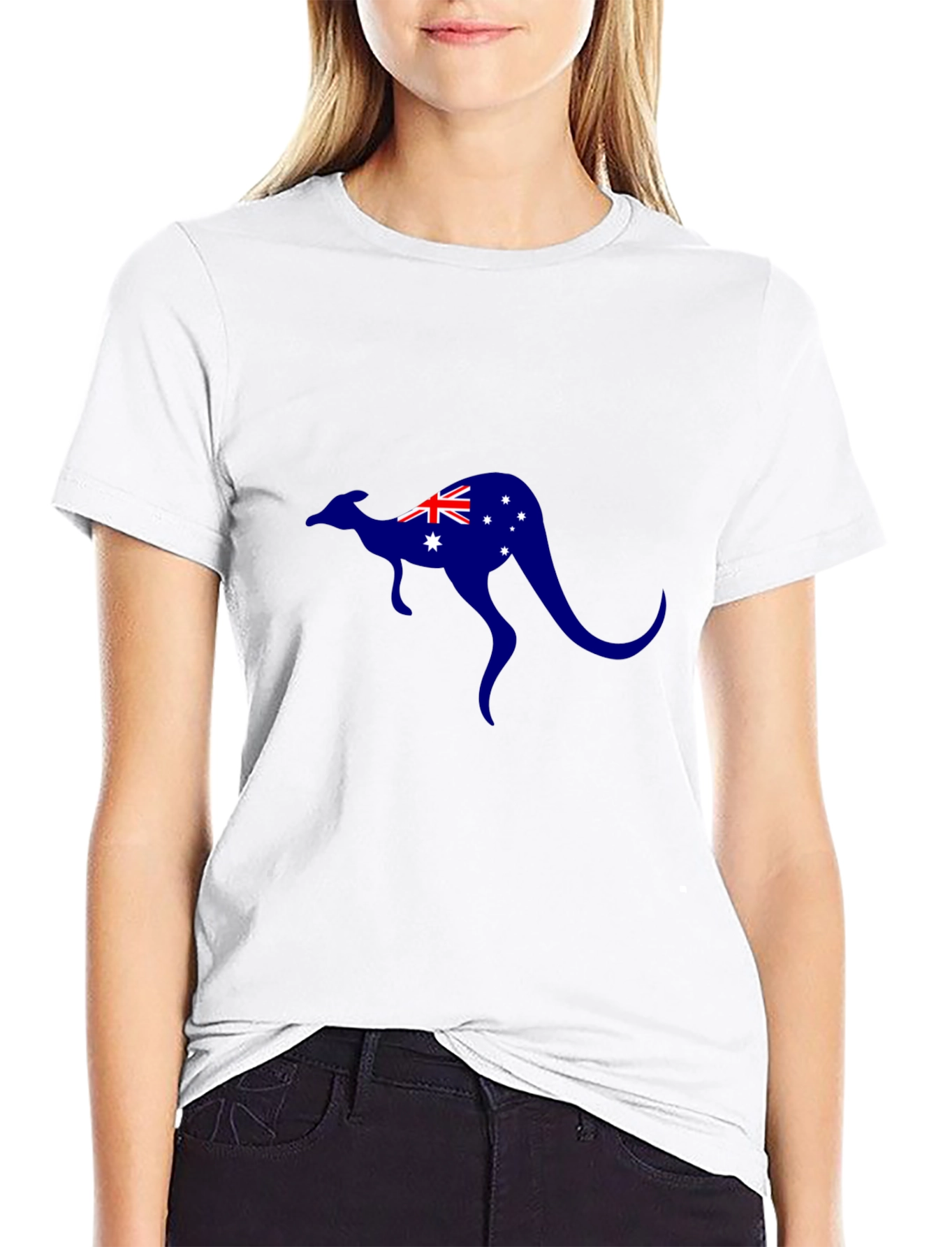 Australian Kangaroo Flag T-Shirt - Black Cotton Tee
