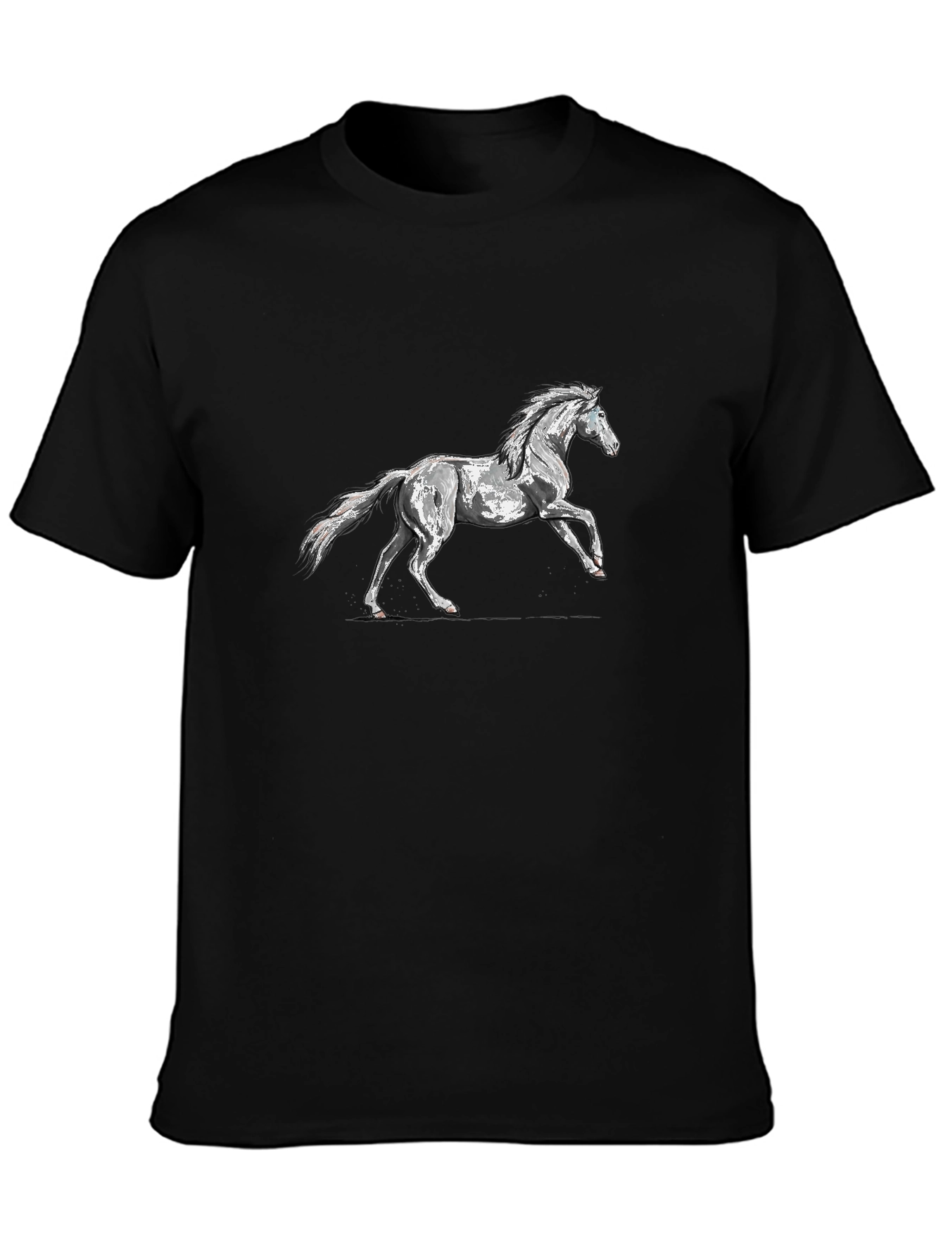 Black T-Shirt with Horse Graphic