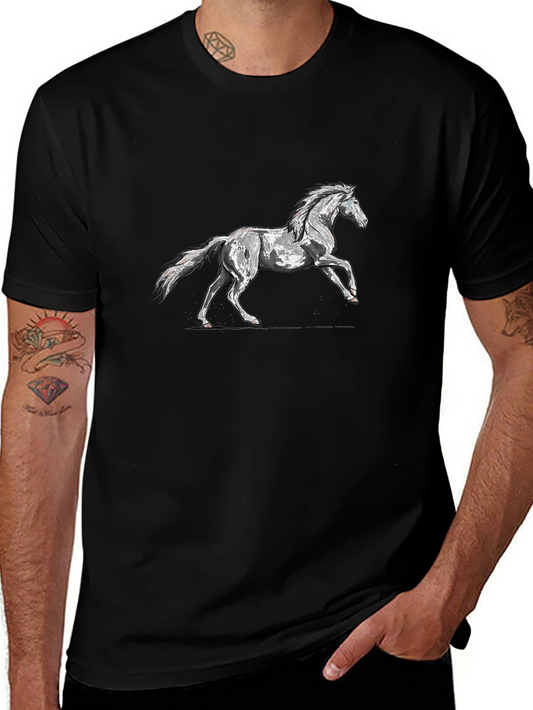 Black T-Shirt with Horse Graphic