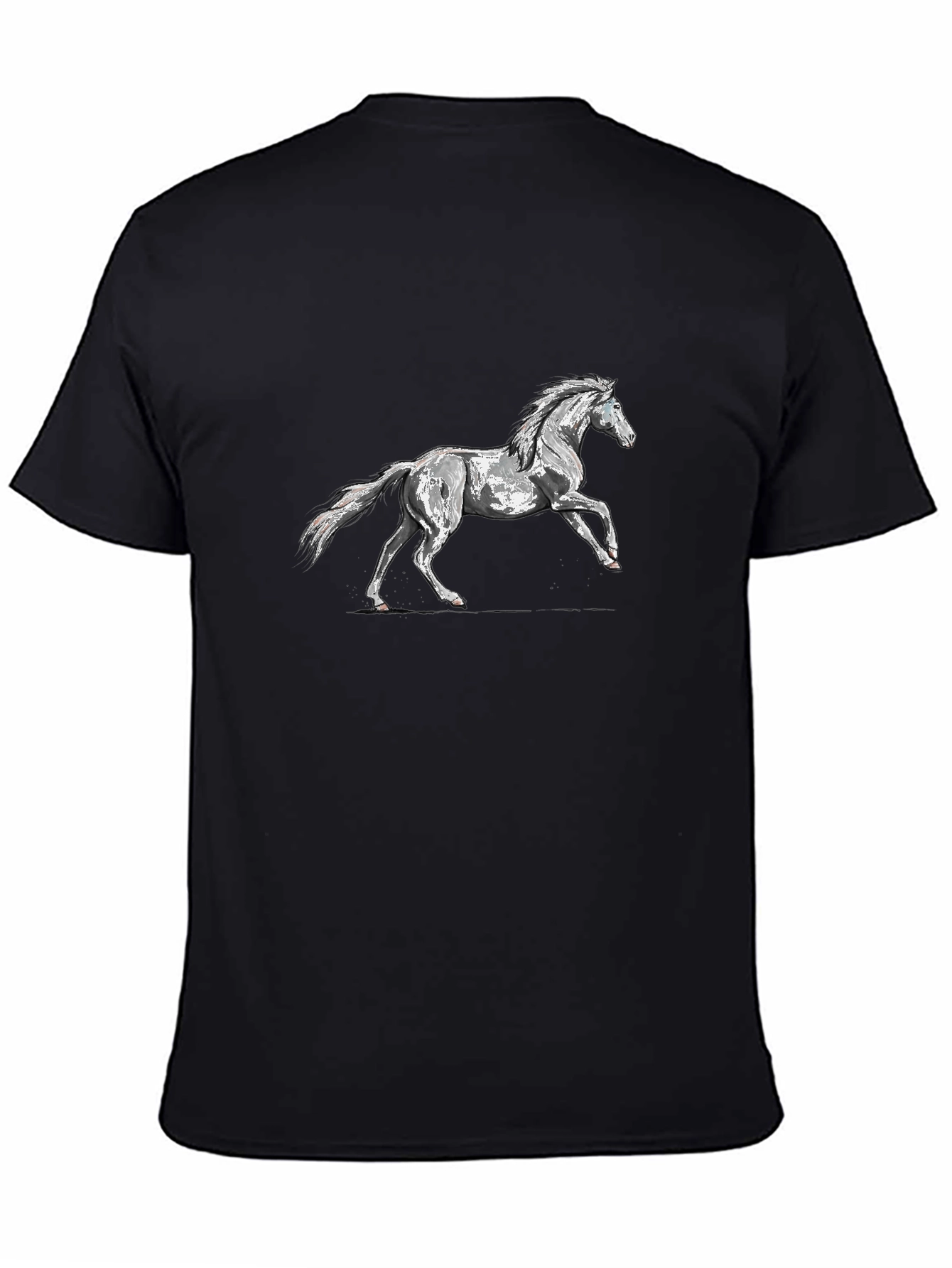 Black T-Shirt with Horse Graphic