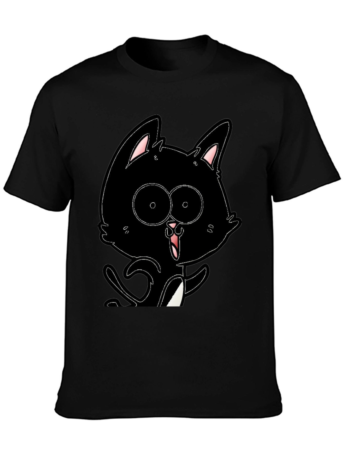 Black Cat Cartoon T-Shirt - Mens Graphic Tee