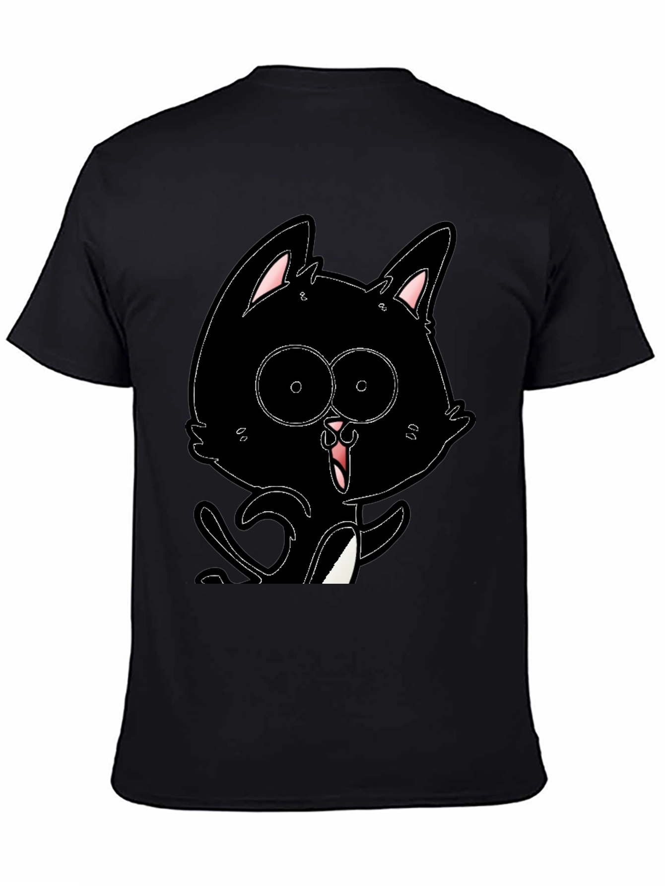 Black Cat Cartoon T-Shirt - Mens Graphic Tee