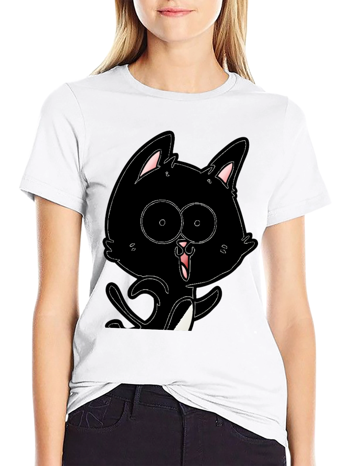 Black Cat Cartoon T-Shirt - Mens Graphic Tee