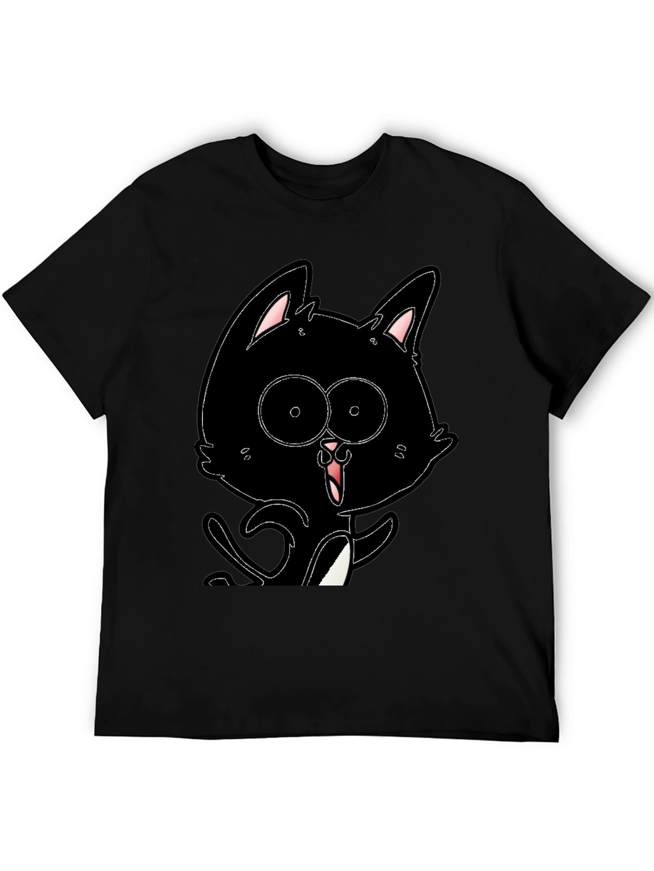 Black Cat Cartoon T-Shirt - Mens Graphic Tee