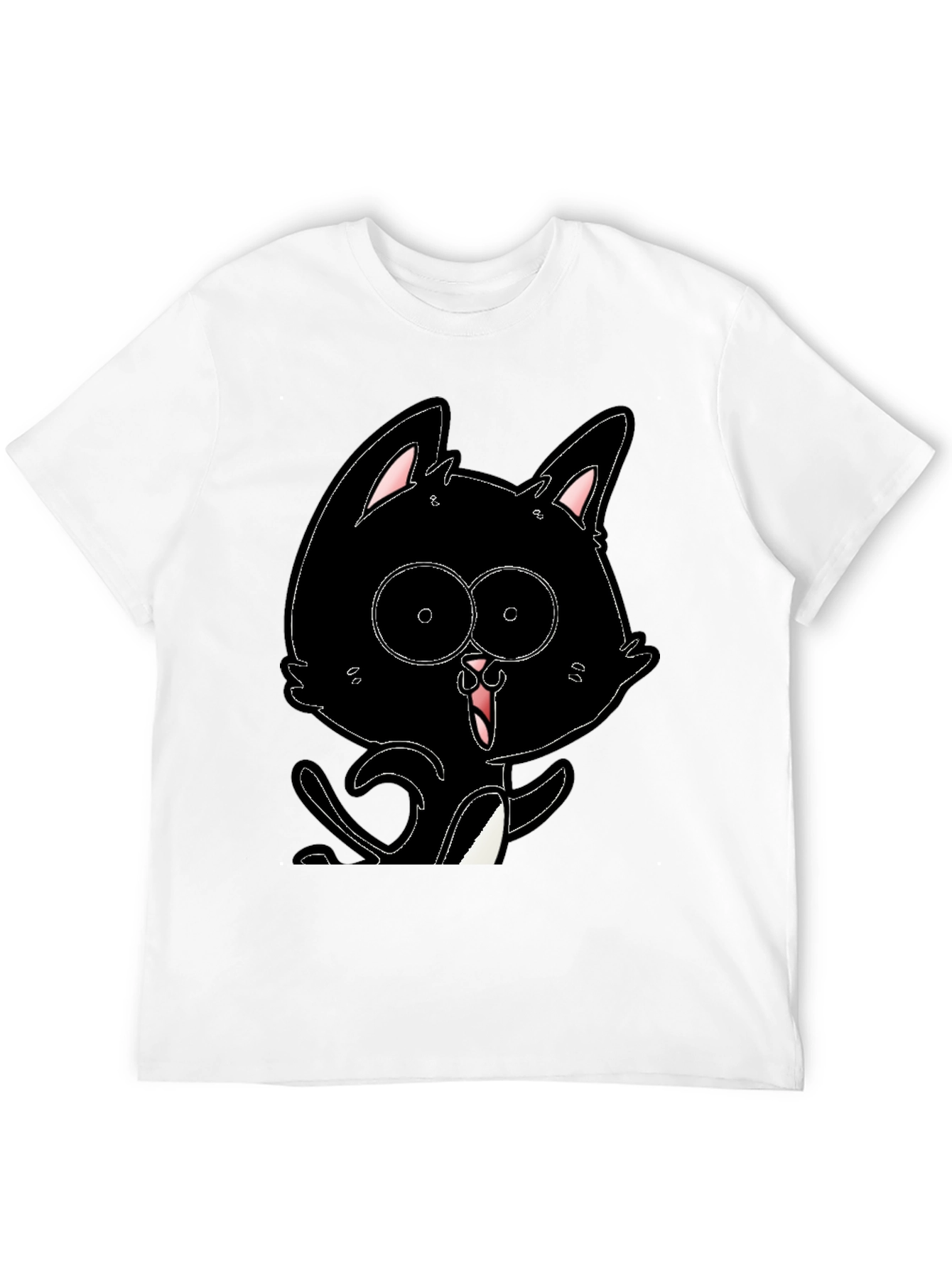 Black Cat Cartoon T-Shirt - Mens Graphic Tee