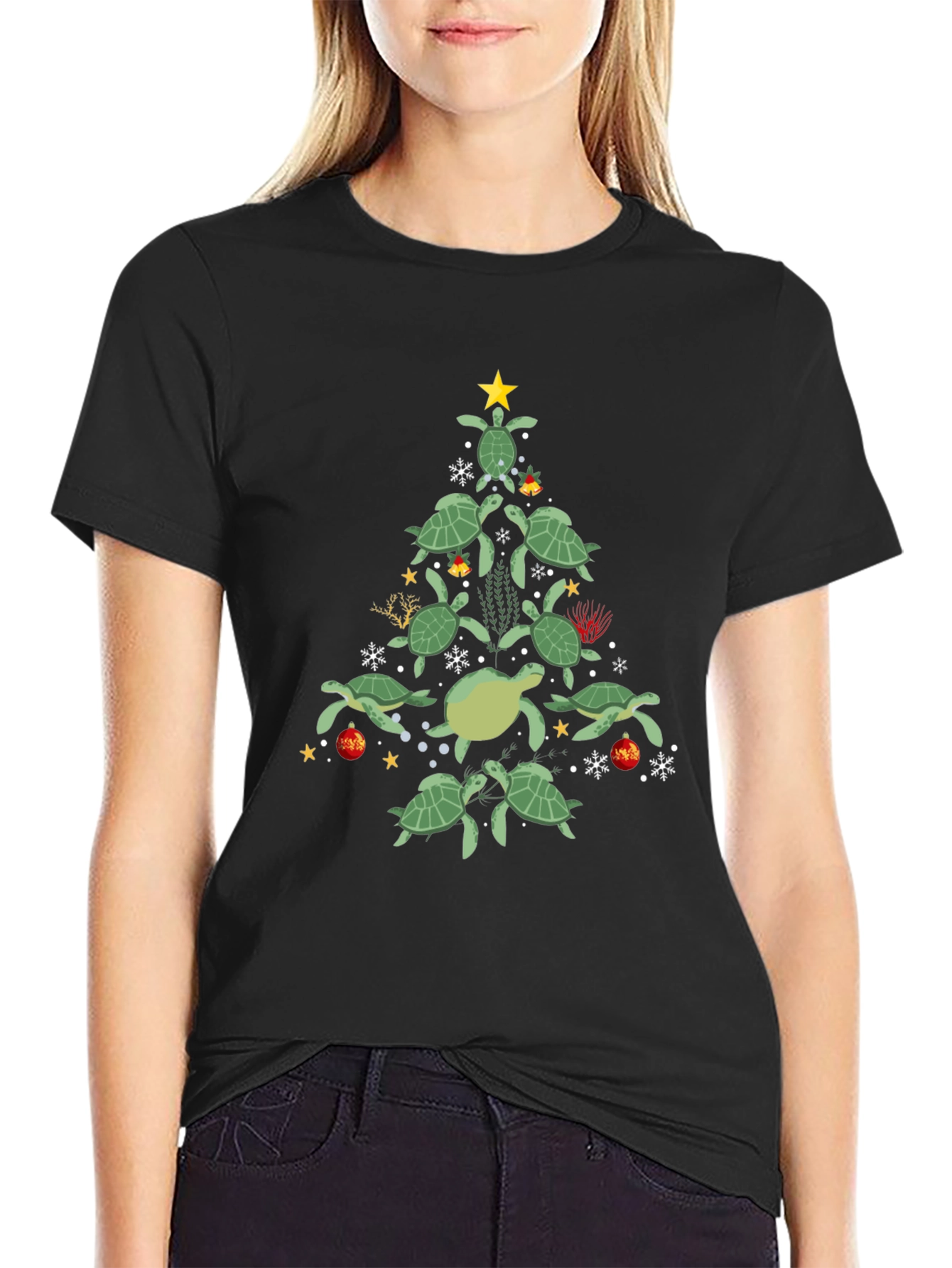 Turtle Christmas Tree Graphic Tee