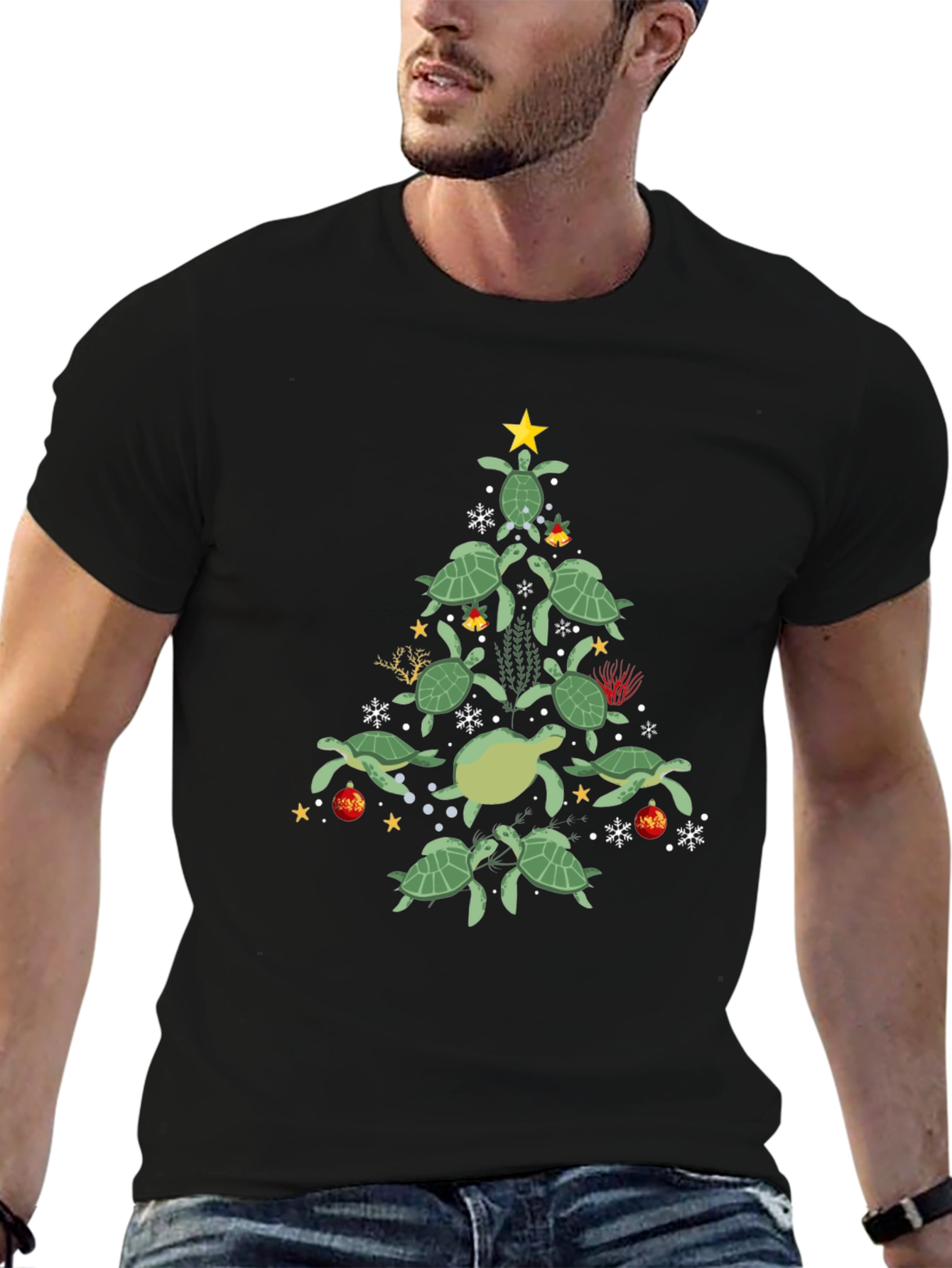 Turtle Christmas Tree Graphic Tee
