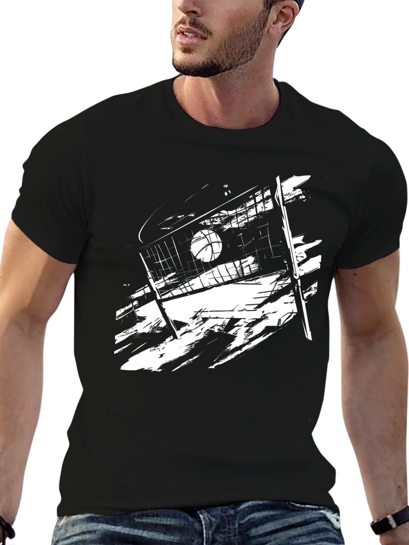 Volleyball Graphic Tee - Black Sport Shirt