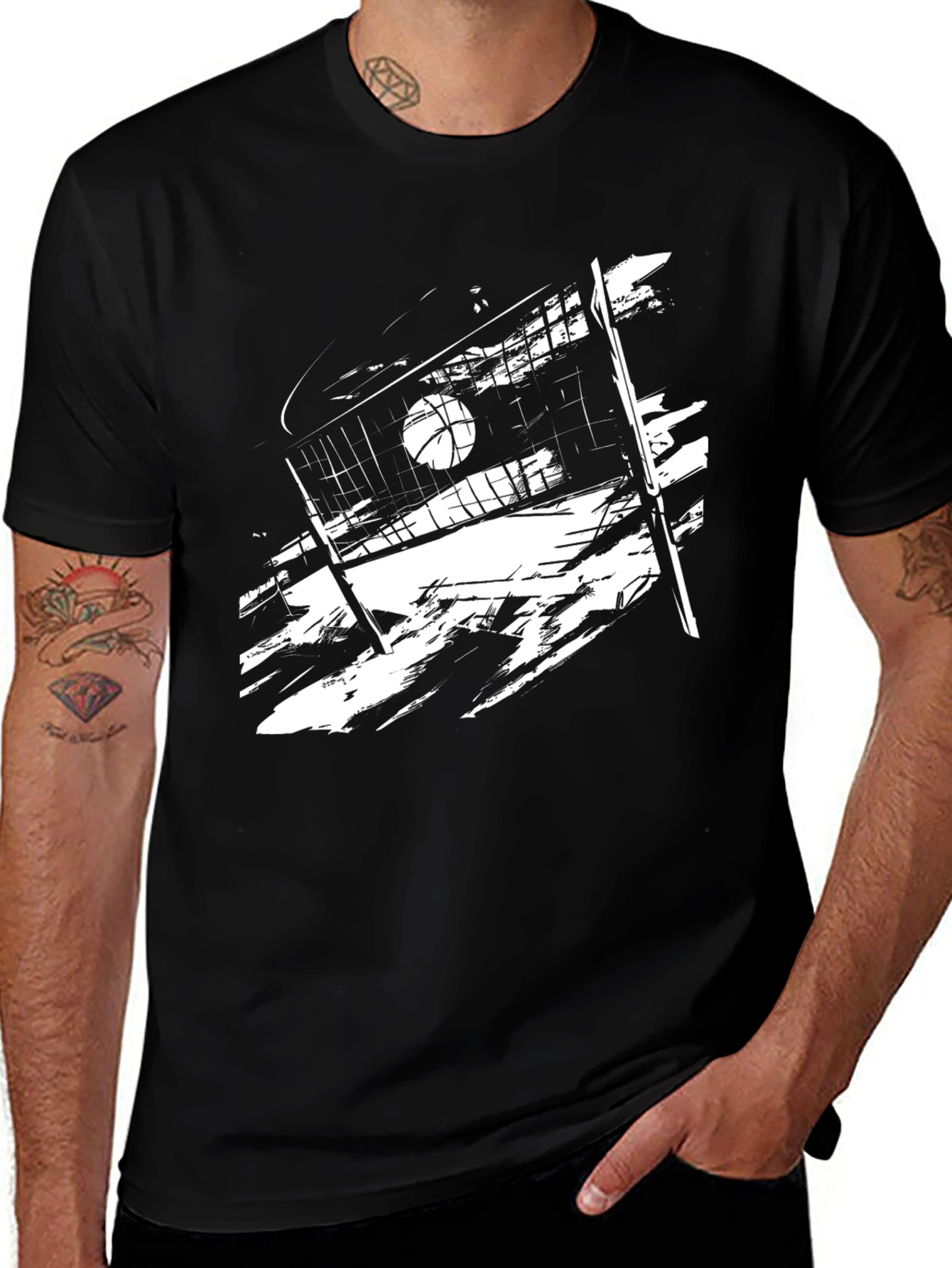 Volleyball Graphic Tee - Black Sport Shirt
