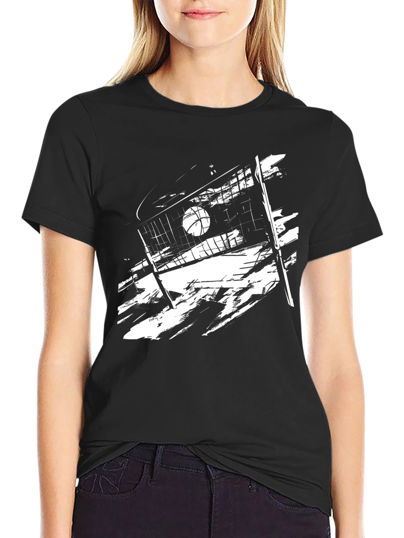 Volleyball Graphic Tee - Black Sport Shirt