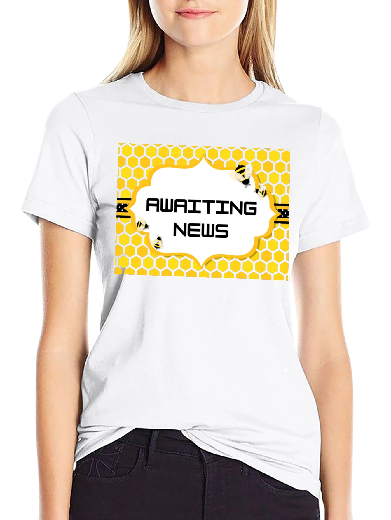 Awaiting News Bee Honeycomb T-Shirt