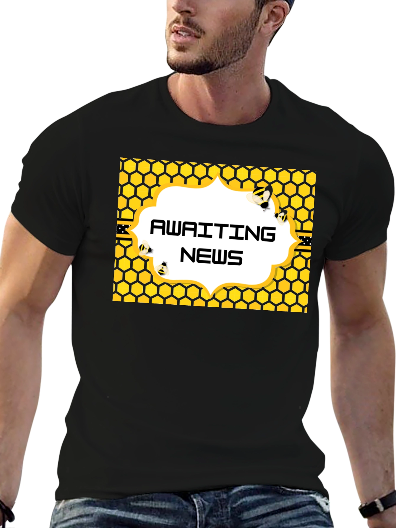 Awaiting News Bee Honeycomb T-Shirt