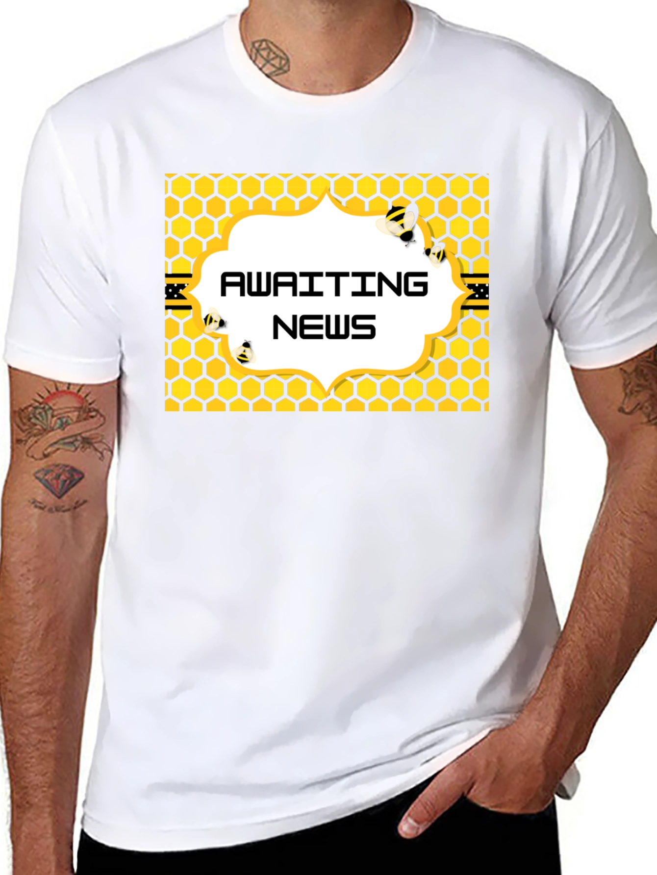 Awaiting News Bee Honeycomb T-Shirt