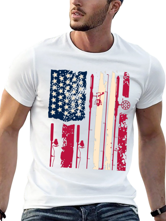 American Flag Fishing Rod T-Shirt