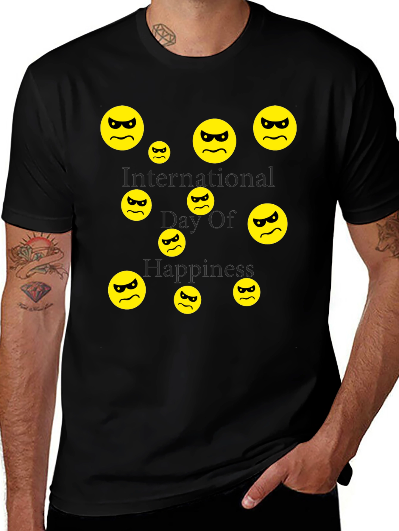 Angry Emoji Graphic Print Mens T-Shirt