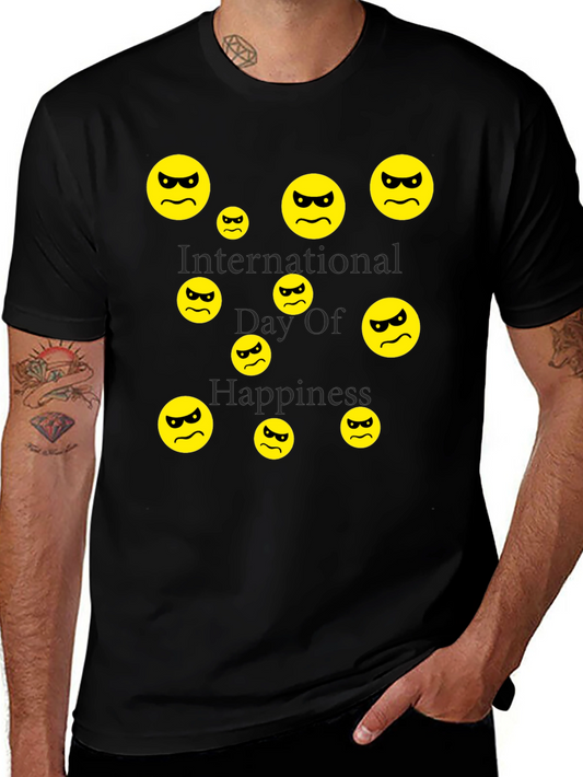 Angry Emoji Graphic Print Mens T-Shirt