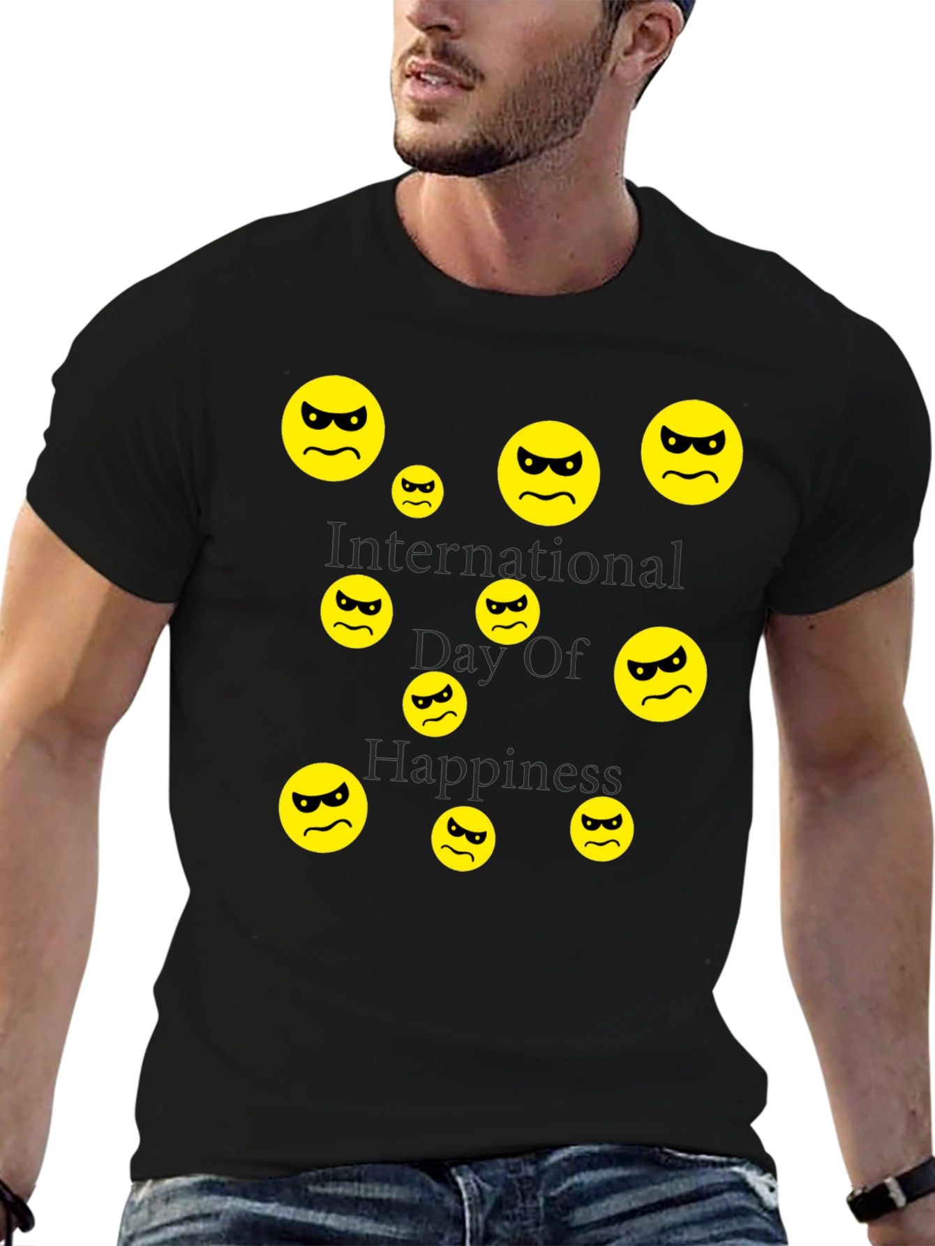 Angry Emoji Graphic Print Mens T-Shirt