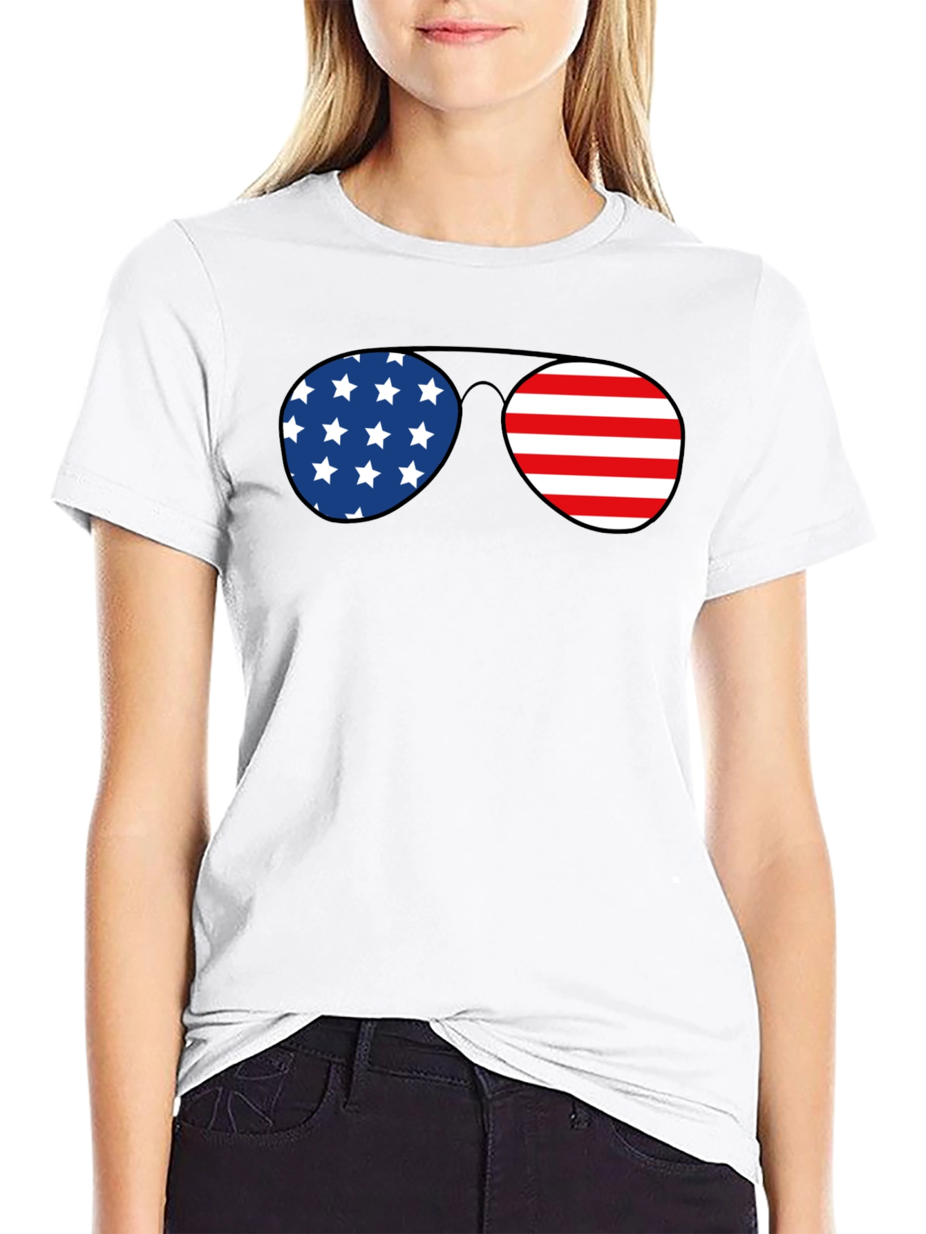 American Flag Sunglasses Graphic T-Shirt