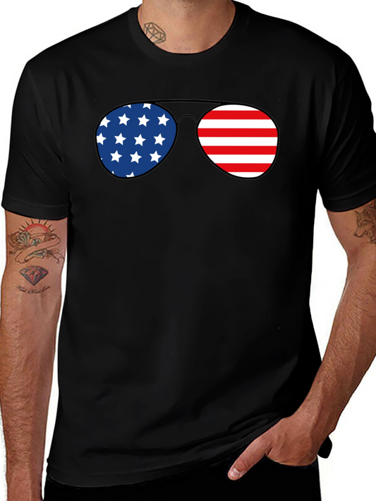 American Flag Sunglasses Graphic T-Shirt