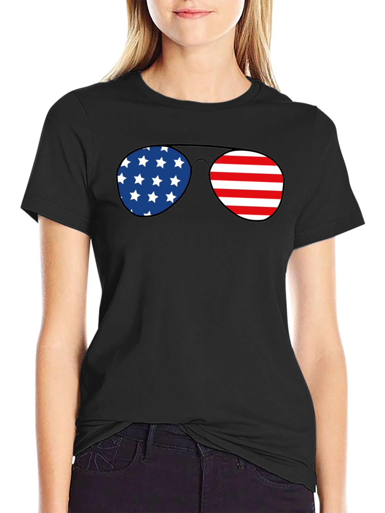 American Flag Sunglasses Graphic T-Shirt