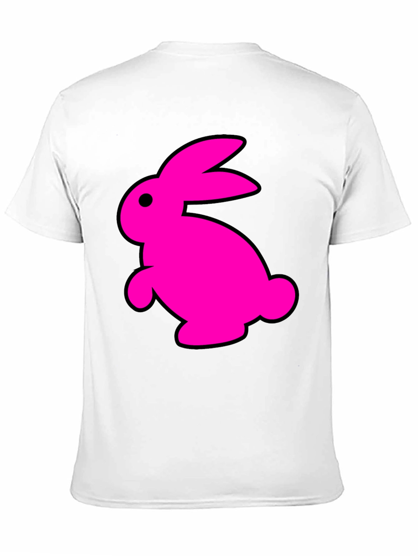 Black T-Shirt with Fun Pink Rabbit Graphic