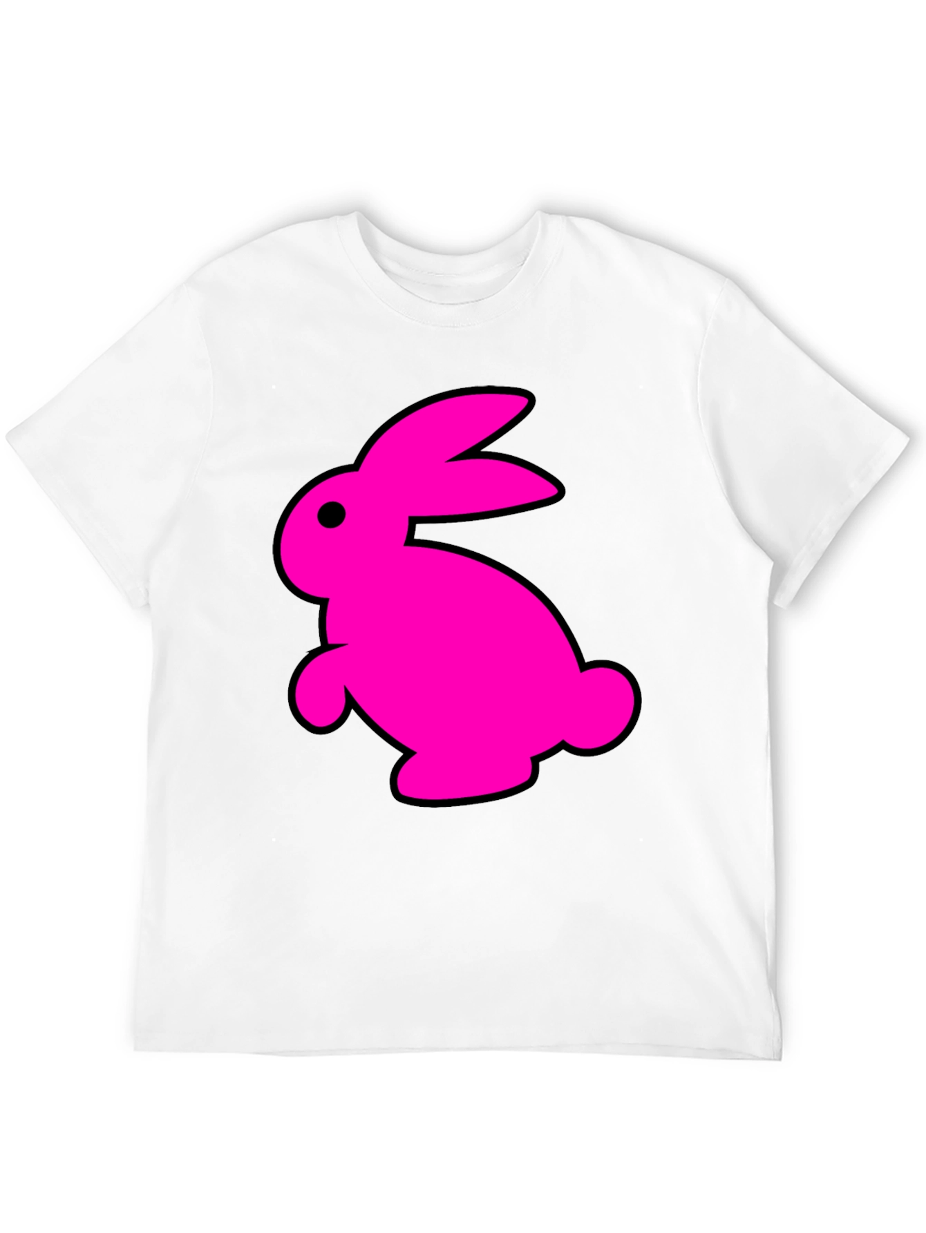 Black T-Shirt with Fun Pink Rabbit Graphic