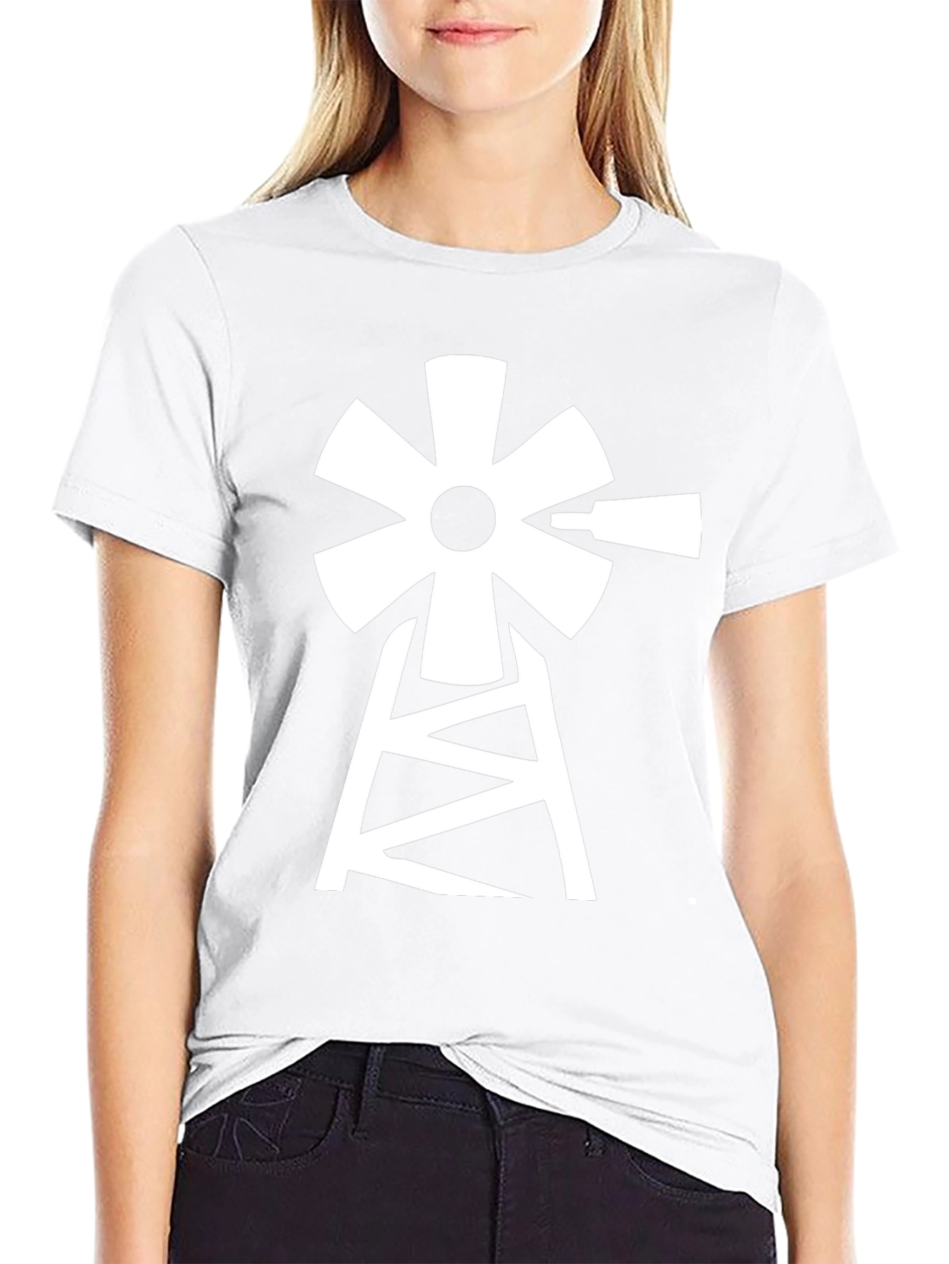 Windmill Graphic Tee - Black Cotton Blend T-Shirt
